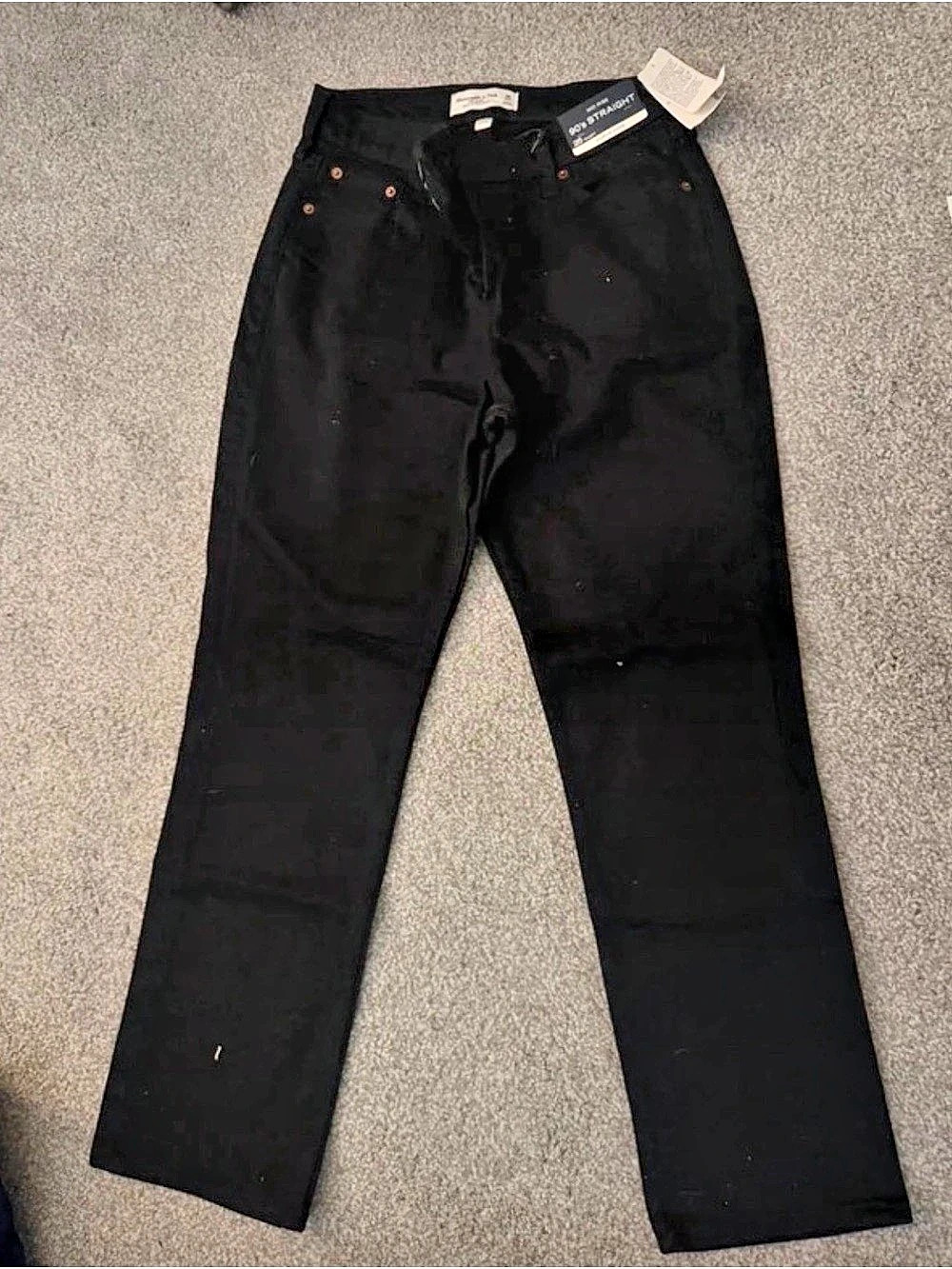 Abercrombie & Fitch 90's Straight Leg Jeans in Black Waist 25 NWT